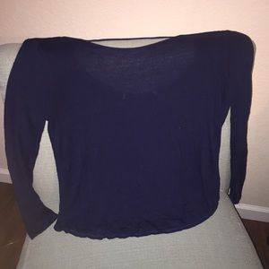 Long sleeve navy blue backless shirt